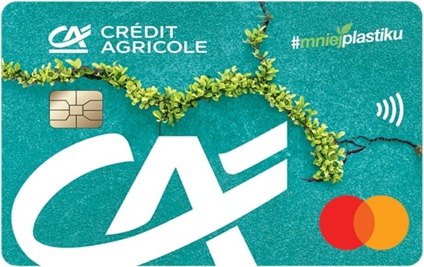 Zielona karta z napisem Credit Agricole.