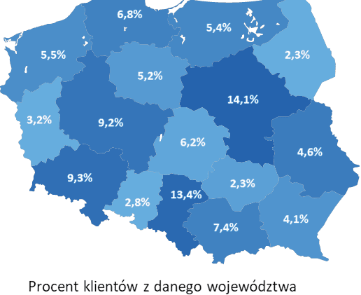 Mapa Polski przedstawiająca wpływ pandemii na branżę, z niebieskim tłem przedstawiającym nadzieję.