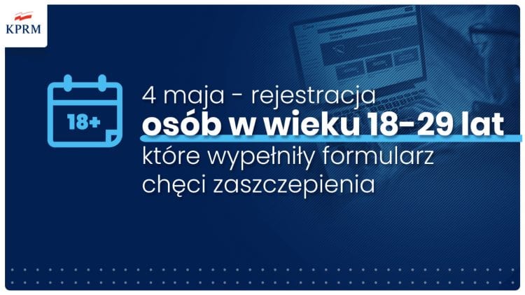 Plakat z napisem szczepienia i terminacji rejestracji.