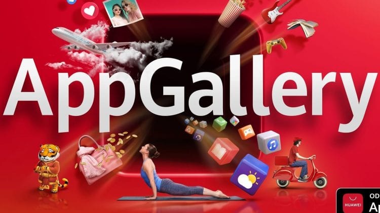 Logo AppGallery jest wyświetlane na czerwonym tle.