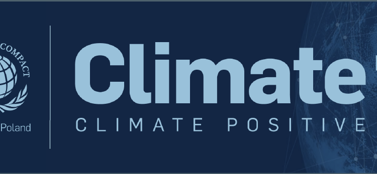 Baner promocyjny inicjatywy „klimat+” prowadzonej przez un global Compact Network Poland.